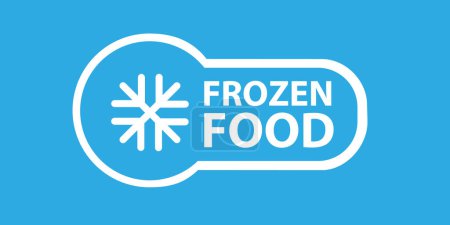 Illustration for Frozen food icon for product label with snowflake or ice crystal, vector blue badge. Keep cold or frozen food stamp for fresh refrigerated meat, fish or seafood package with snowflake icon - Royalty Free Image