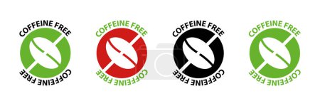 Signe d'icône de logo vectoriel sans caféine. Allergie décaféiné café symbole santé naturel écolabel