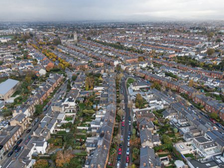 Photo for Street and house in the suburbs of Dublin, Ireland, Aerial view - Royalty Free Image