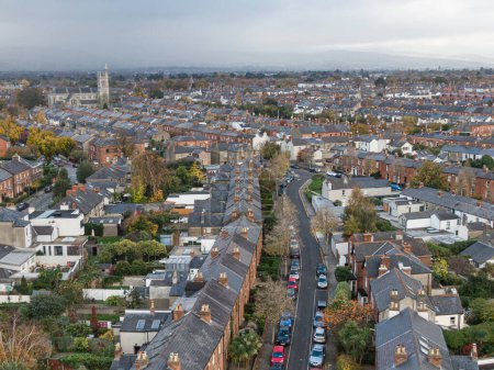 Photo for Street and house in the suburbs of Dublin, Ireland, Aerial view - Royalty Free Image