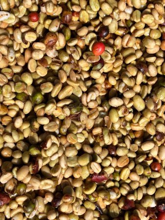 Foto de Coffee beans in the sun-drying process, the honey process, in the highland Sidama region of Ethiopia - Imagen libre de derechos
