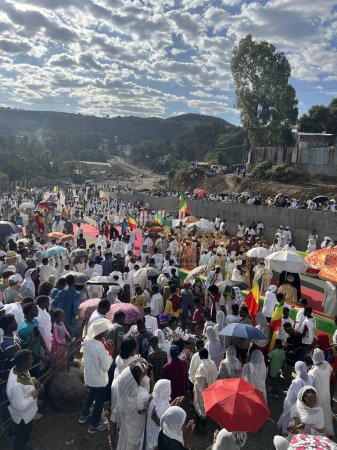 Photo for Gondar, Ethiopia, 19 January 2023; Crowd celebrating Timkat,  an Ethiopian Orthodox celebration in Gondar, Ethiopia - Royalty Free Image