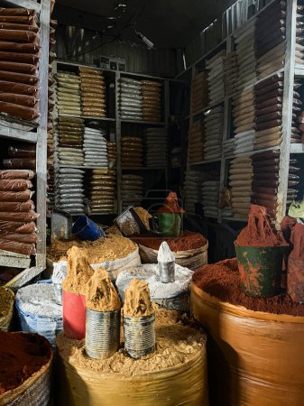 Photo for Bulk spice in old steel box at a market in addis abbeba, Ethiopia. - Royalty Free Image