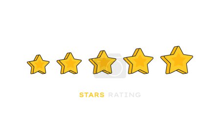 Five stars customer product rating review. Modern flat style vector illustration.