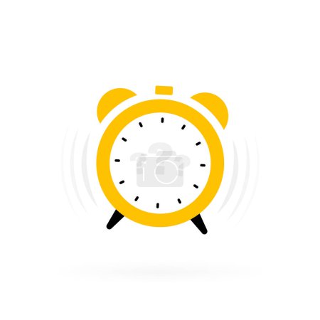 Ilustración de Etiqueta del reloj de alarma con signos de interrogación. Concepto de incertidumbre. Ilustración vectorial moderna. - Imagen libre de derechos