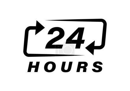 Ilustración de Diseño del logotipo de 24 horas. Iconos de ejecución de órdenes o servicio de entrega. Ilustración vectorial. - Imagen libre de derechos