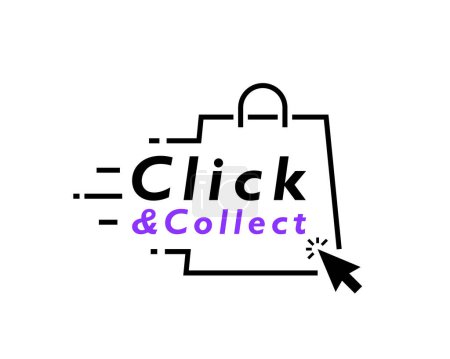 Illustration for Click and collect line icon isolated on white background. Concept online order. Design for ecommerce, internet orders, internet sales and retail - Royalty Free Image