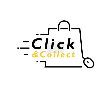 Click and collect line icon isolated on white background. Concept online order. Design for ecommerce, internet orders, internet sales and retail