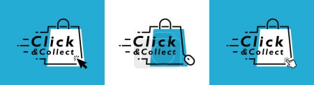 Illustration for Click and collect line icon isolated on white background. Concept online order. Design for ecommerce, internet orders, internet sales and retail. - Royalty Free Image