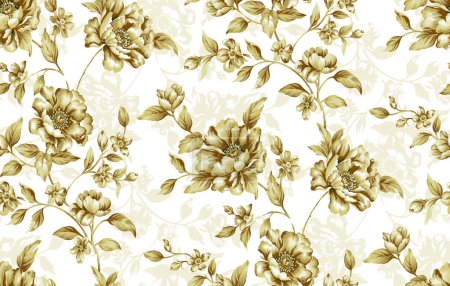 Téléchargez les photos : Seamless watercolor flower pattern design - en image libre de droit