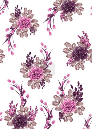 Photo for Seamless flower border on white background - Royalty Free Image