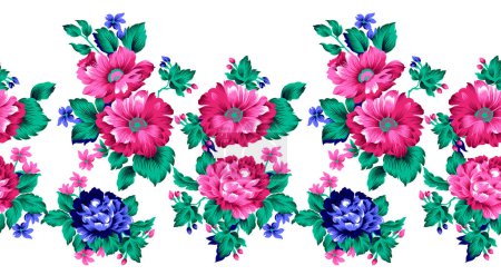 Photo for Seamless pink textile floral border design - Royalty Free Image