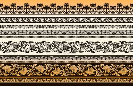Photo for Seamless floral border with geometrical shapes - Royalty Free Image