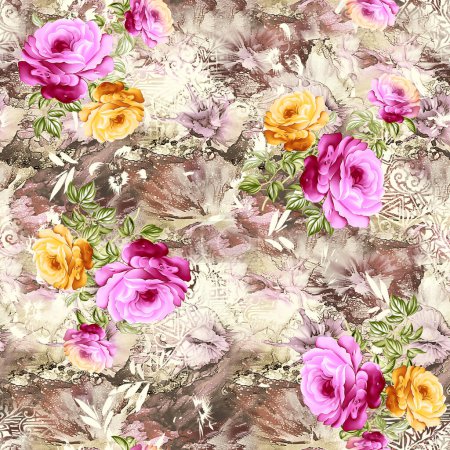 Photo for Seamless digital rose flower pattern - Royalty Free Image