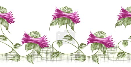 Photo for Seamless abstract floral border on white background - Royalty Free Image