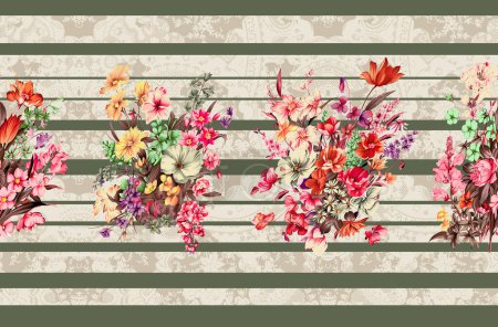 Photo for Floral border with geometrical shape - Royalty Free Image
