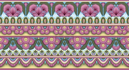 Photo for Seamless tribal floral border design - Royalty Free Image