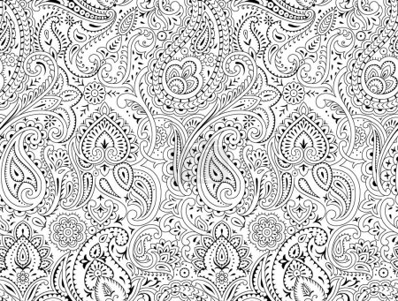 Photo for Seamless black paisley pattern design on white background - Royalty Free Image