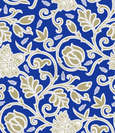 Photo for Seamless floral pattern design on blue background - Royalty Free Image