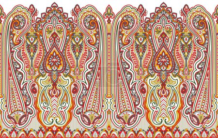 Photo for Seamless silky paisley border design - Royalty Free Image