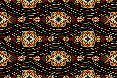 Photo for Seamless traditional Asian pattern on black background - Royalty Free Image