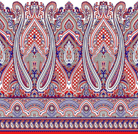 Photo for Seamless silky paisley border design - Royalty Free Image