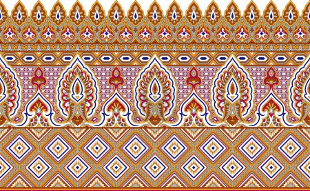 Photo for Seamless tribal border with geometrical shapes - Royalty Free Image