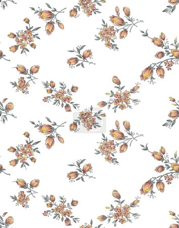 Photo for Seamless small flower pattern on white background - Royalty Free Image