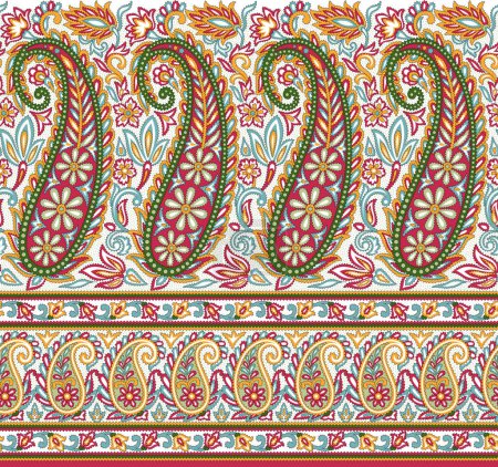 Photo for Seamless traditional Asian paisley border - Royalty Free Image