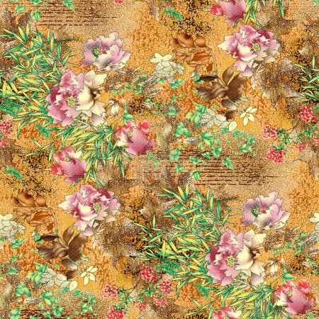 Seamless textured textile floral pattern design
