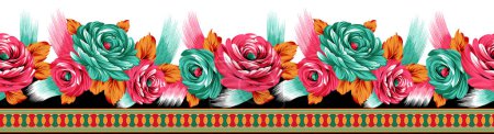 Photo for Seamless rose flower border design - Royalty Free Image
