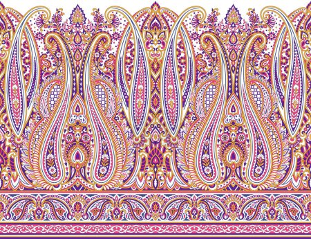 Photo for Seamless traditional Asian paisley border design - Royalty Free Image