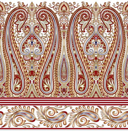 Photo for Seamless traditional Asian paisley border - Royalty Free Image