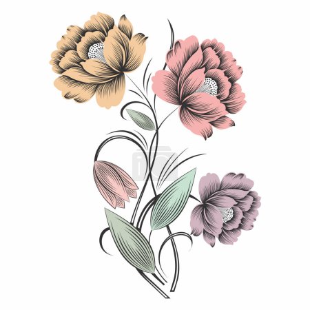Ilustración de Diseño de motivo de flor rosa vectorial - Imagen libre de derechos