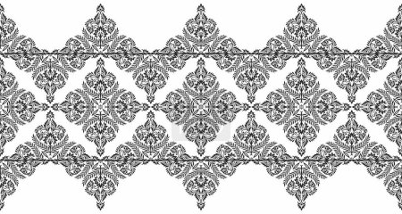 Ilustración de Diseño de bordes vectoriales asiáticos tradicionales sin costuras - Imagen libre de derechos