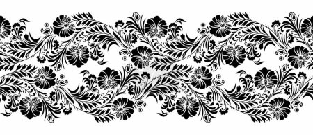 Photo for Seamless black and white vector floral border - Royalty Free Image