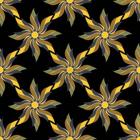 Photo for Seamless floral pattern on black background - Royalty Free Image