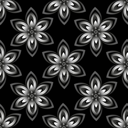 Photo for Seamless ornamental floral pattern on black background - Royalty Free Image