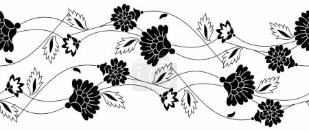 Photo for Seamless black and white lacy floral border - Royalty Free Image