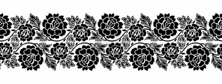 Photo for Seamless black and white abstract floral border design - Royalty Free Image
