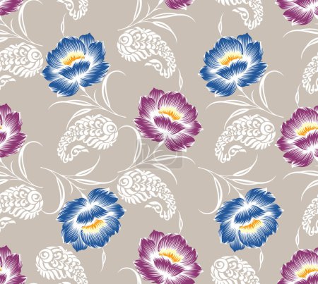 Photo for Seamless textile floral pattern with paisley design - Royalty Free Image