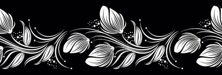 Photo for Seamless black and white rose flower border design - Royalty Free Image