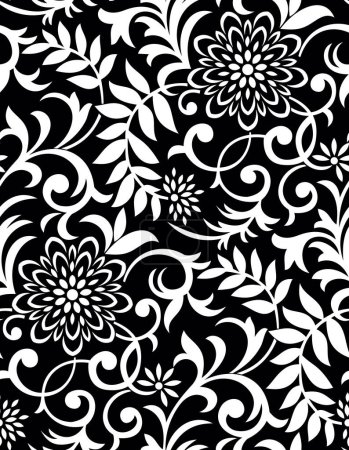 Photo for Black and white seamless floral wallpaper design - Royalty Free Image