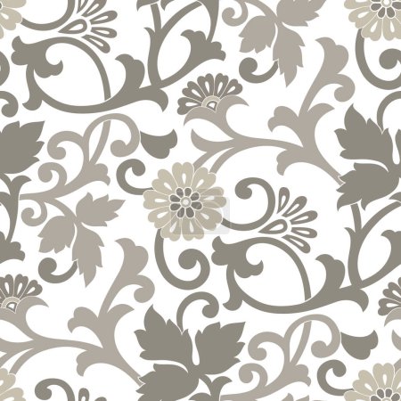 Photo for Seamless textile floral pattern on white background - Royalty Free Image