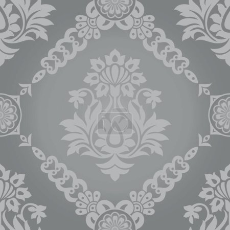 Photo for Seamless rich silver damask wallpaper pattern design - Royalty Free Image