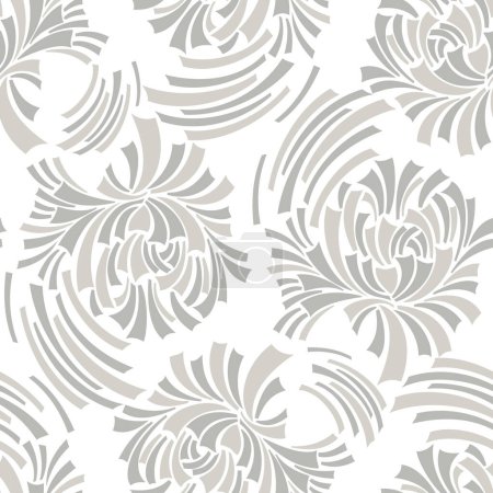 Téléchargez les illustrations : Modèle floral vectoriel sans couture abstrait sur fond blanc - en licence libre de droit