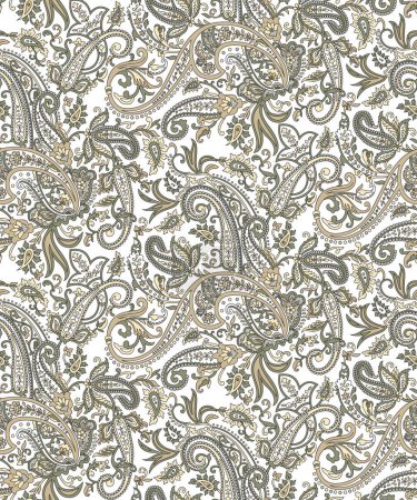 Illustration for Seamless traditional Asian paisley pattern on white background - Royalty Free Image