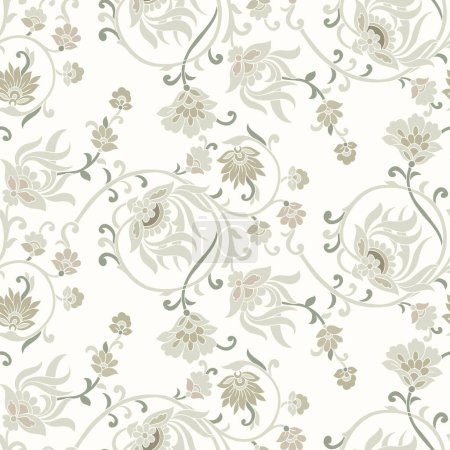 Photo for Seamless monochrome floral pattern design - Royalty Free Image