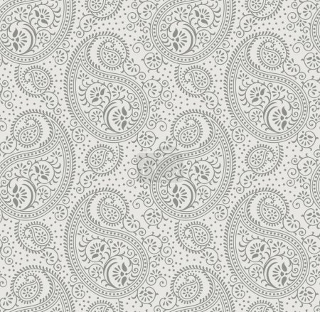 Illustration for Seamless traditional Asian paisley pattern design - Royalty Free Image