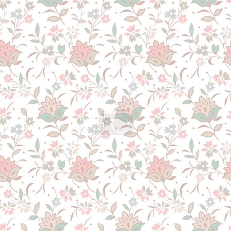Photo for Seamless small vector flower pattern on white background - Royalty Free Image